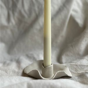 Handmade Clay Wavy Petal Candle Stick Holder || whimsical || wavy || clay